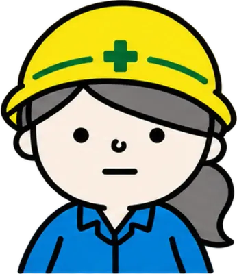 ヘルメットをかぶった女性作業員