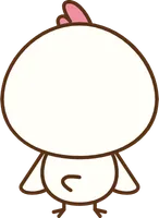 かわいいニワトリのキャラクターの後ろ姿