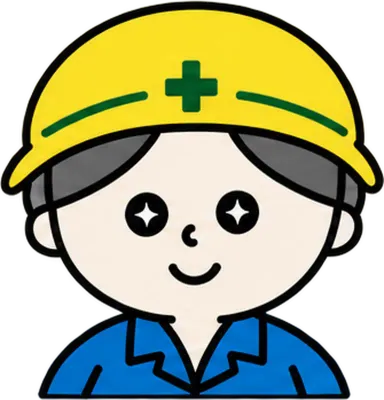 ヘルメットをかぶった男性作業員