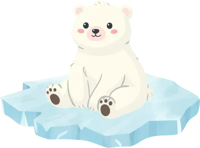 극지동물 빙하 조각 위에 앉아 있는 북극곰 일러스트