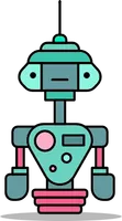Small Retro Robot Cartoon Character Illustration