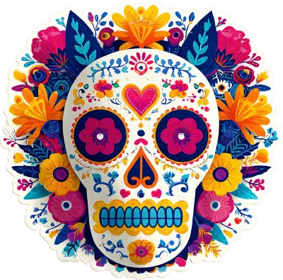 Day of the Dead Sugar Skull with Floral Wreath