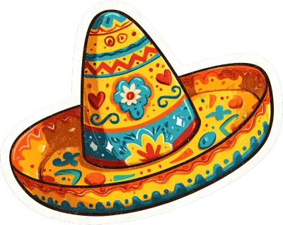 Colorful Festive Mexican Sombrero Hat Sticker
