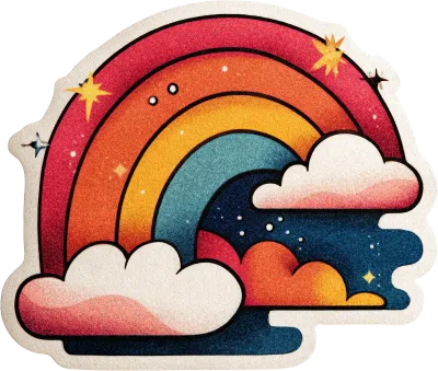Vintage Retro Rainbow and Clouds Sticker