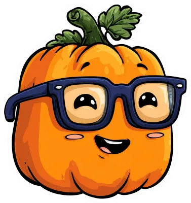 Cute Smart Pumpkin with Glasses Sticker