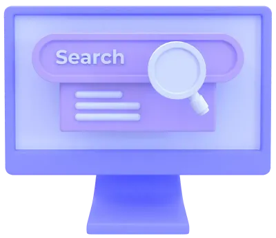 search engine concept with purple and blue color computer