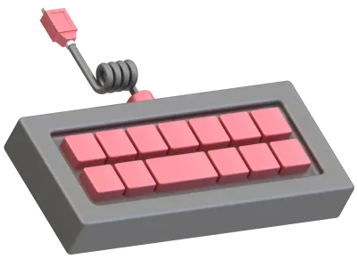 Illustration of a red gaming keyboard. Mechanical keyboard