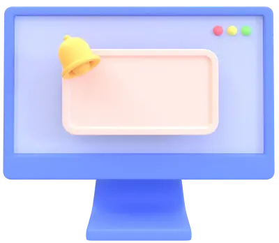 illustration of a blank reminder on the computer screen with a bell