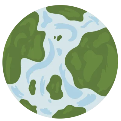 Cute Green and Blue Planet Earth Globe Flat Illustration