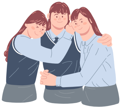 어깨동무를 한 여학생들