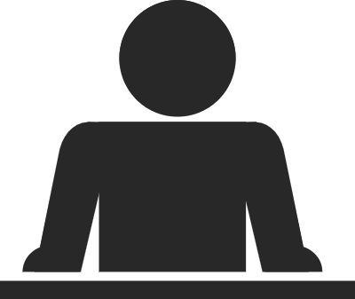 책상 앞에 앉아있는 사람 픽토그램