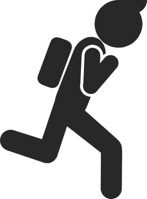 가방을 메고 뛰어 가는 사람 픽토그램