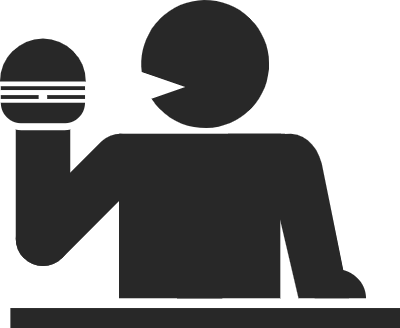 앉아서 햄버거를 먹는 사람 픽토그램