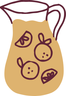 귀여운 손그림 드로잉 컨셉의 과일에이드 일러스트