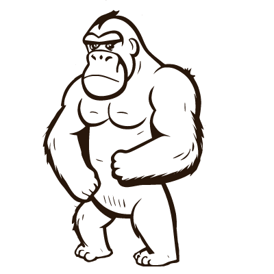Cute Gorilla Cartoon Illustration Line Art