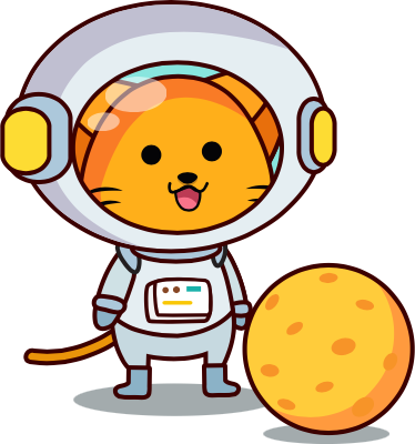 Astronaut cat with moon