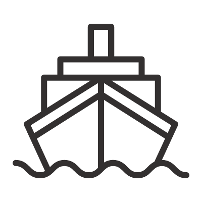 Ship Vector Line Icon, Cruise icon illustration, Ship silhouette.