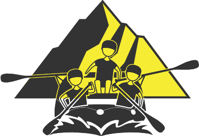 산 배경과 래프팅