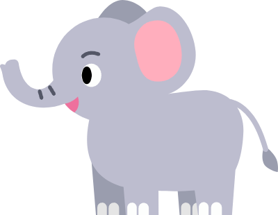Cute Elephant animal cartoon flat design.E animal character