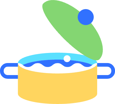 보글보글 끓는 노란색 냄비