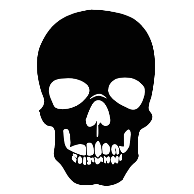 A black and white skull. A skull silhouette isolated. A skull icon vector.