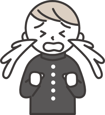 A male student crying with a lot of tears.