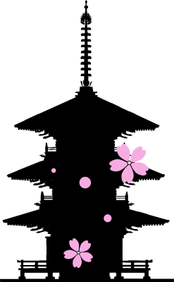 Japanese temple silhouette