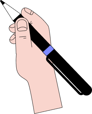 펜을 잡고 있는 손