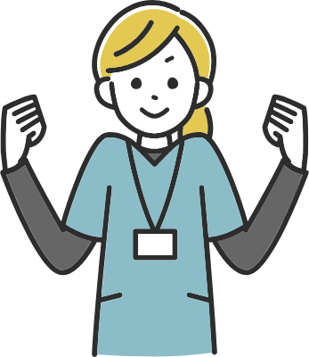 A woman on the medical staff getting into the spirit with her guts.