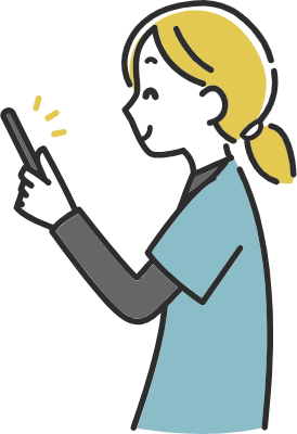 Medical staff woman checking her phone.