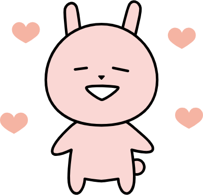 A Cute rabbit character with floating hearts.