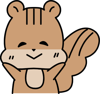 A squirrel character with a shy smile.