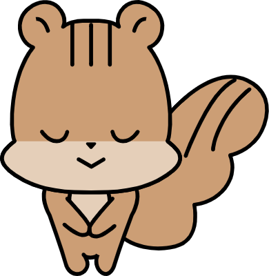 A cute squirrel character bows.