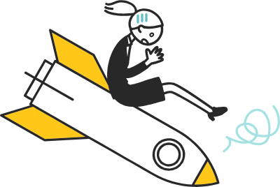 Clip art of businessman on rocket