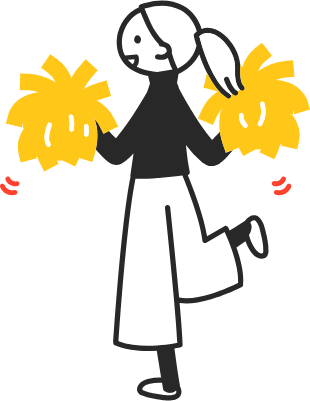 Clip art of person cheering with pompon