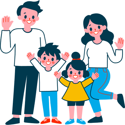 행복한 가족 젊은 부부와 아이들 아들 딸