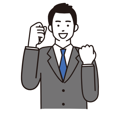 A simple illustration of a businessman doing a fist pump