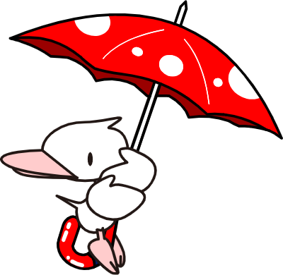 A little bird flying with an umbrella