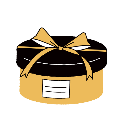 Illustration of a yellow present box with a ribbon
