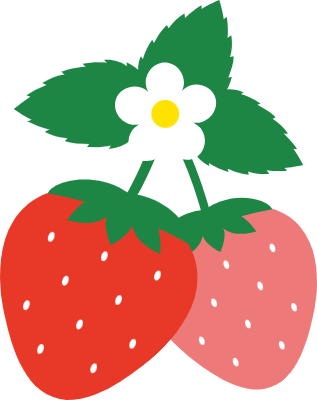 Simple and cute strawberry and strawberry flower illustrations, icons, and decorations.