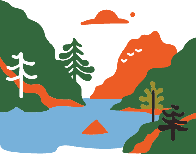 明るいオレンジ色の動物と生息地の生物多様性のイラスト