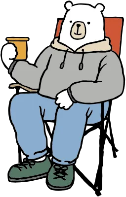 캠핑 의자에서 쉬는 곰돌이