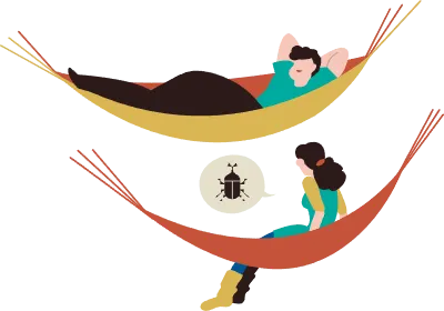 ハンモックを楽しむ男女