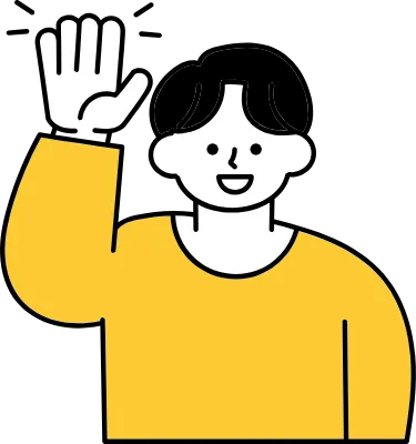 手を挙げている男性