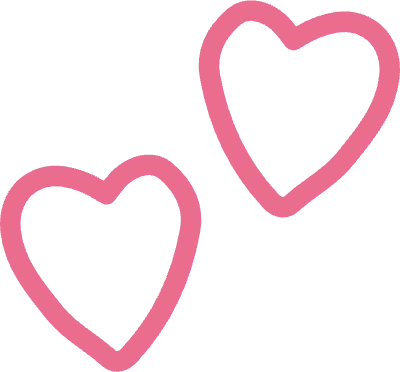 ハート 手書き ラフ 可愛い ピンク 二個