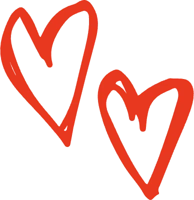 ハート 手書き ラフ イラスト 2個