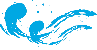 筆 ブラシ 手書き 波 青 ラフ 和風