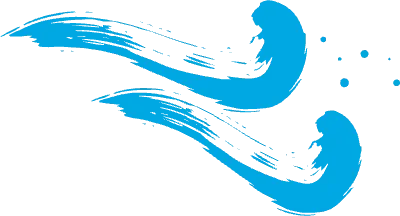 筆 ブラシ 手書き 波 青 ラフ 和風