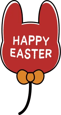 ハッピーイースターの文字のついたウサギ型風船