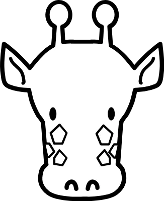 かわいいキリンの顔(白黒の線画)